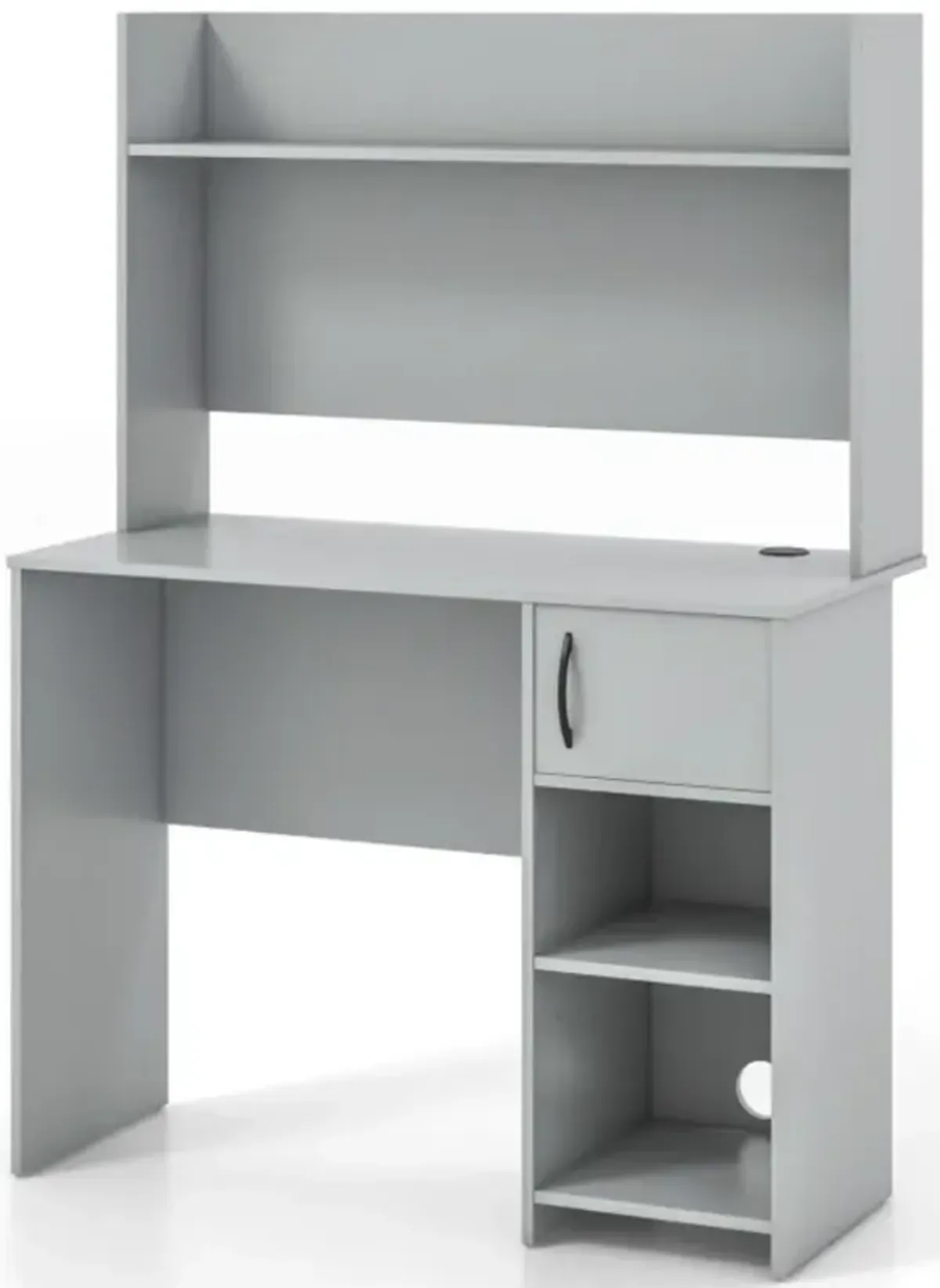 Hivvago Home Office Desk with Raised Display Shelf and 2 Open Shelves