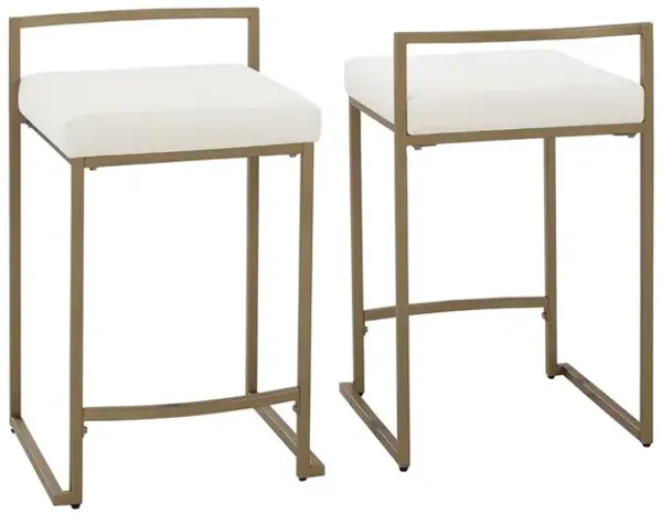 Harlowe 2Pc Counter Stool Set Creme/ Gold - 2 Stools