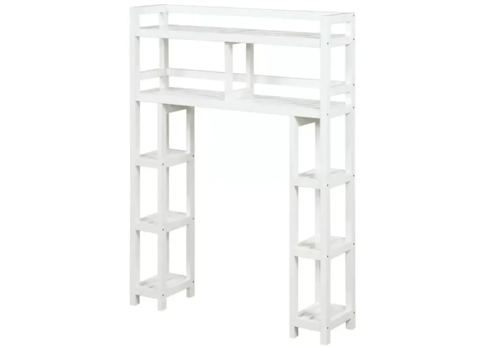 Hivvago White Solid Wood Over-the-Toilet Bathroom Storage Shelving Unit