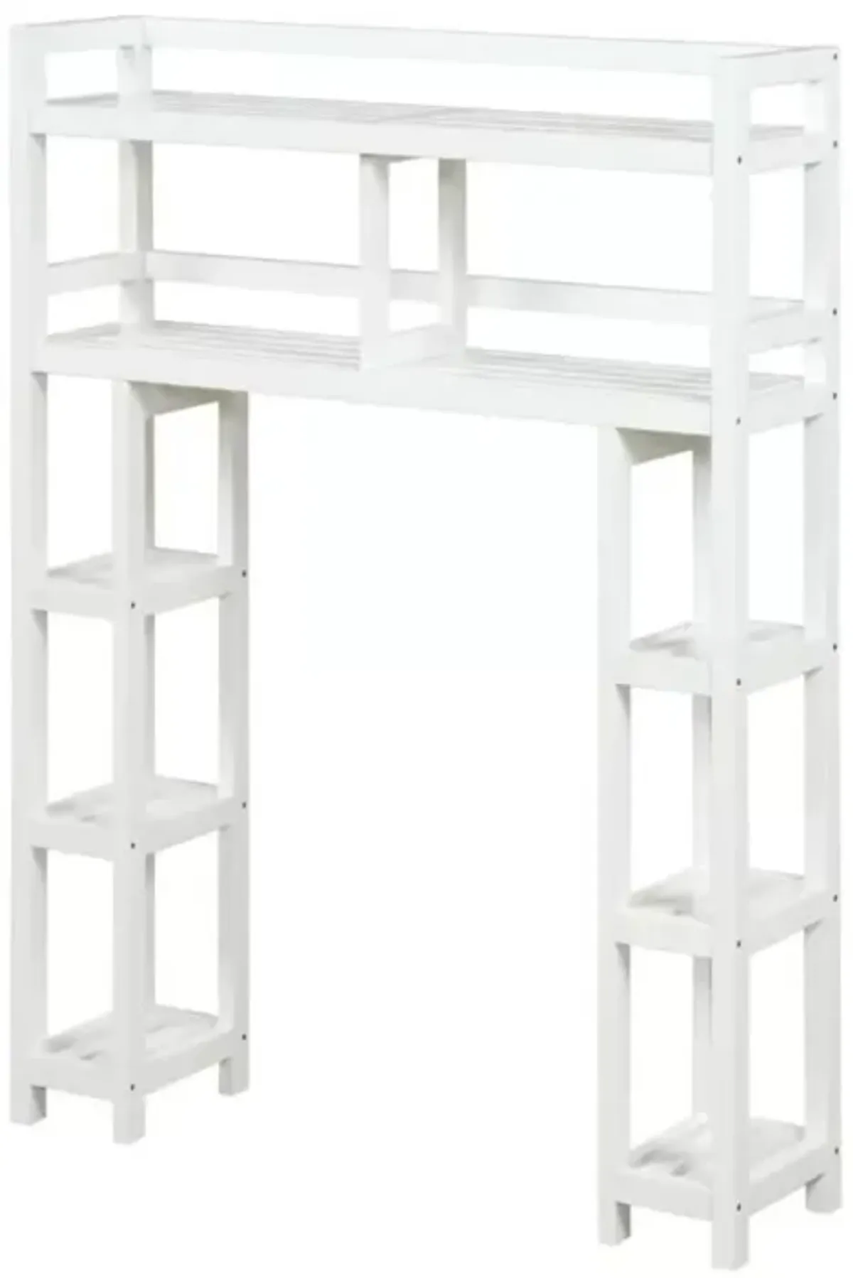 Hivvago White Solid Wood Over-the-Toilet Bathroom Storage Shelving Unit