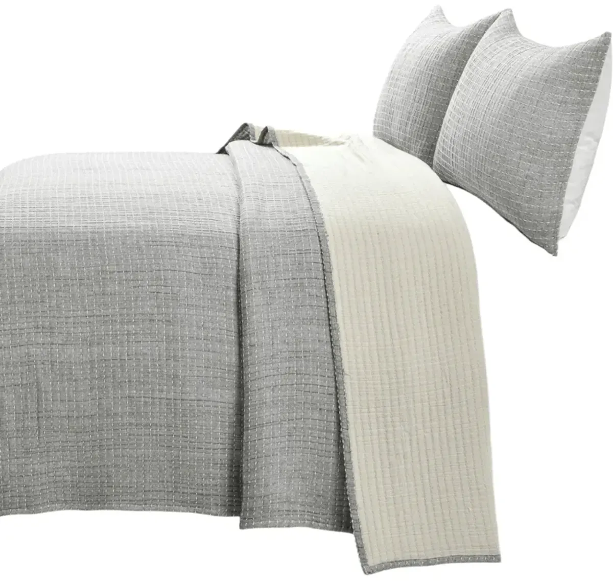 Reversible Cotton Yarn Woven Quilt Set 3 Pieces for Comfortable and Cozy Bedding