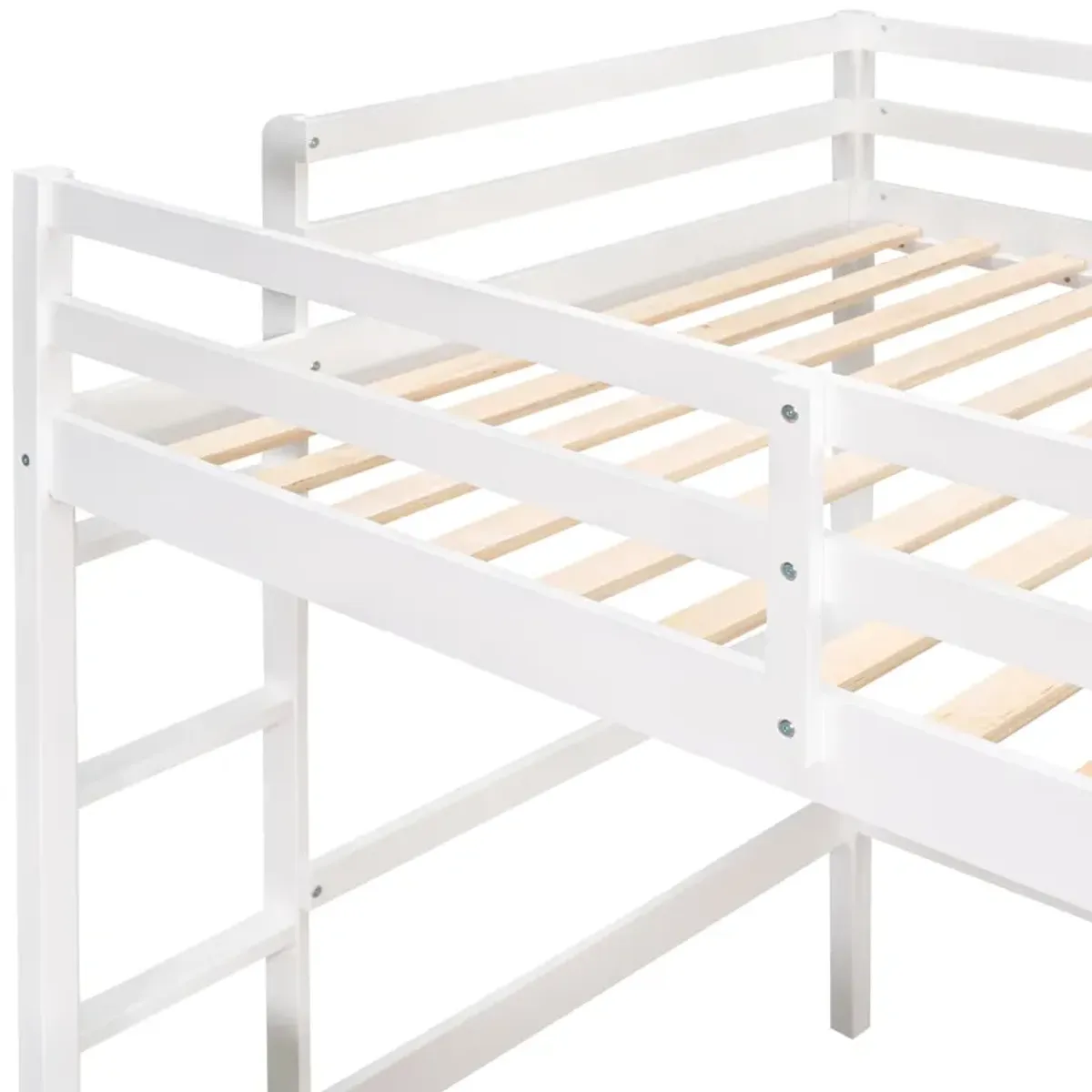 Whisen Full Size Wooden Loft Bed with Desk, 2 Drawers Cabinet and Writing Board