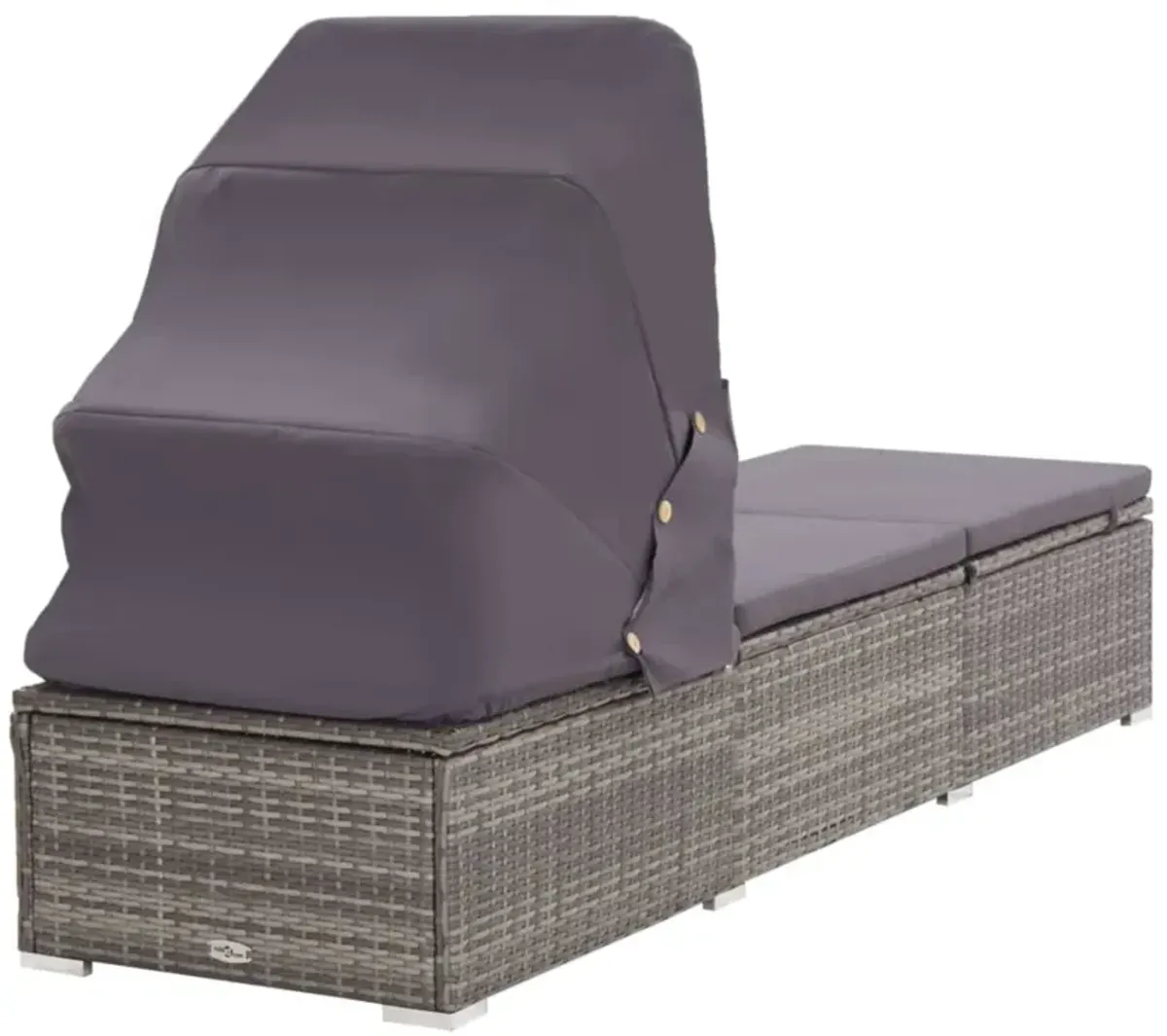 vidaXL Sun Lounger with Canopy and Cushion Poly Rattan Gray