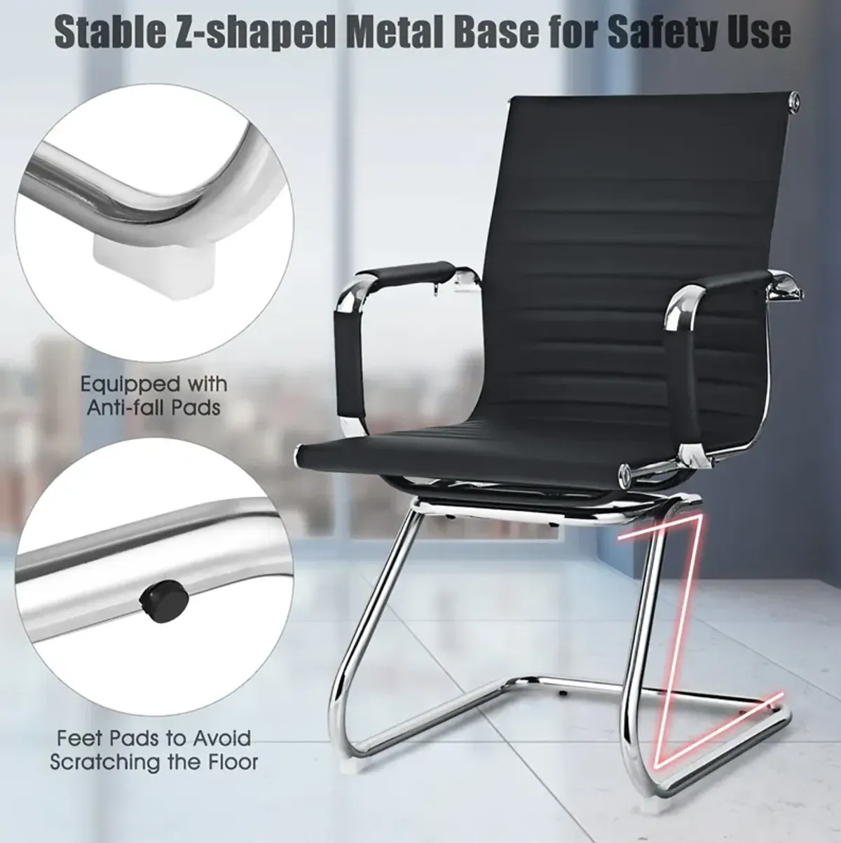 Costway Set of 2 Office Waiting Room Chairs for Reception Conference Area