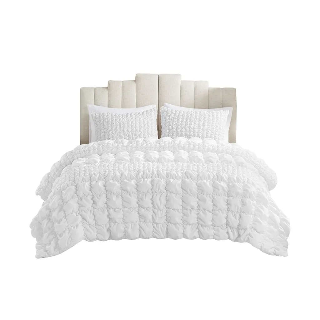 Gracie Mills Hydra 3 Piece Stripe Ruched Comforter Set