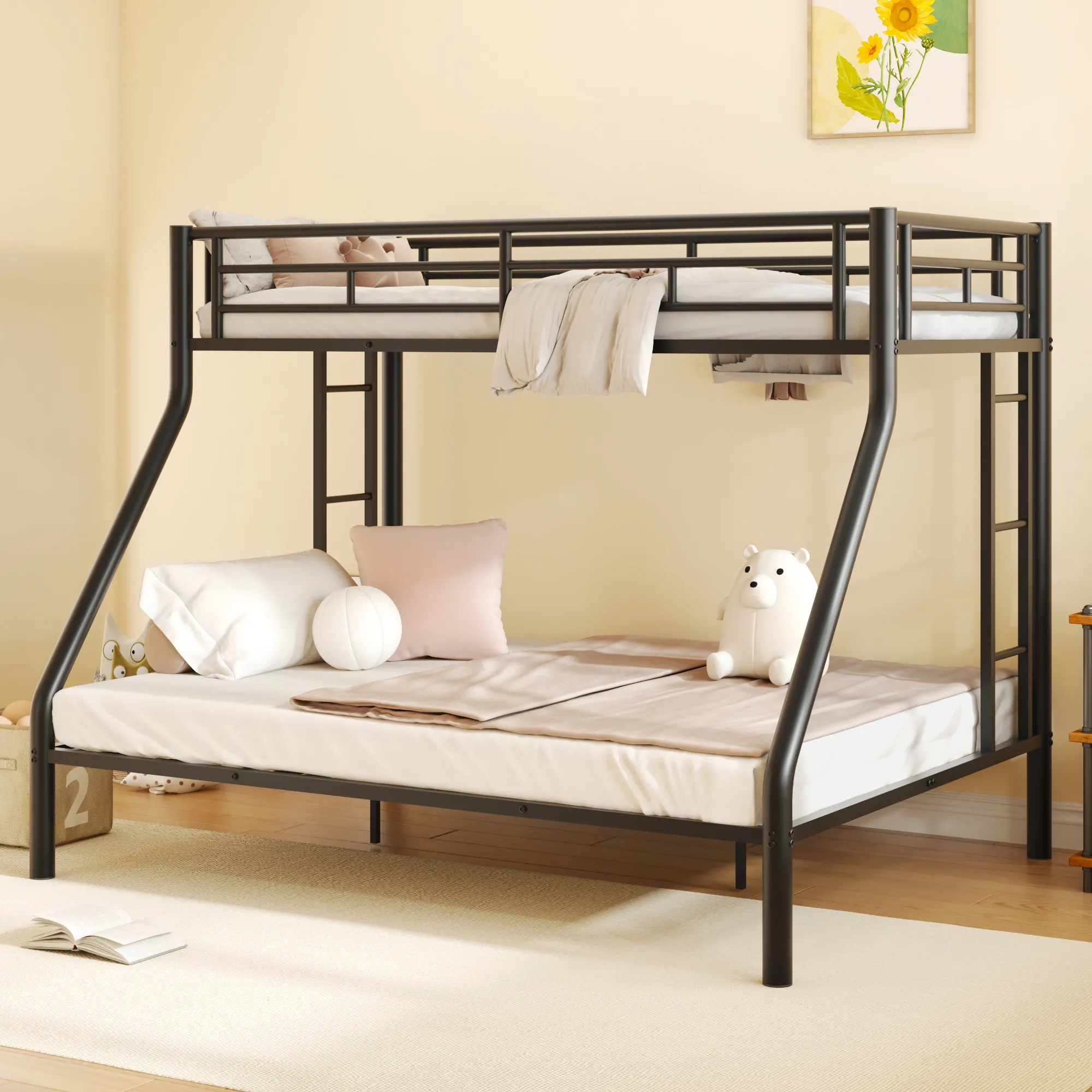 Merax Metal Bunk Bed with Ladders and Guardrails