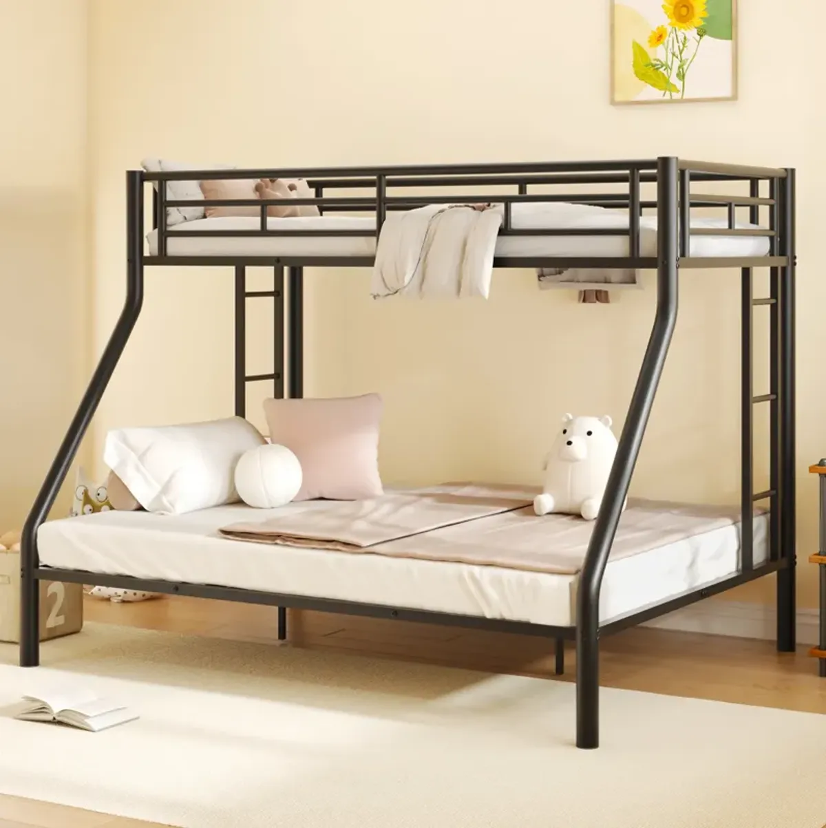 Merax Metal Bunk Bed with Ladders and Guardrails