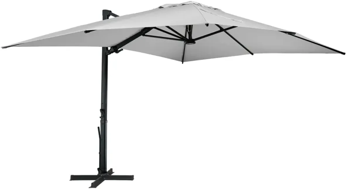 10x13 ft. 360° Rotation Square Cantilever Patio Umbrella with LED Light in Gray