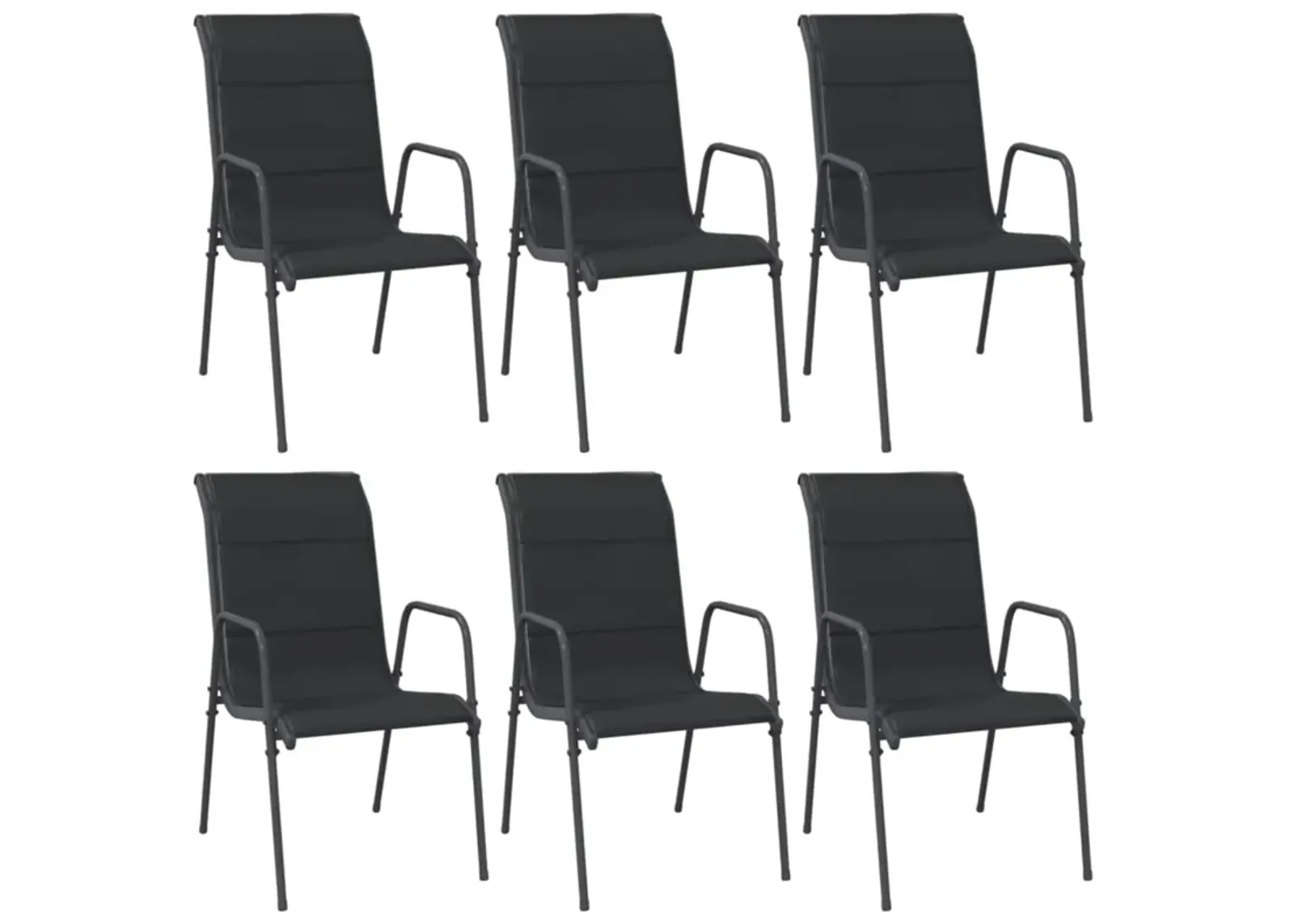 vidaXL Patio Chairs 6 pcs Steel and Textilene Black