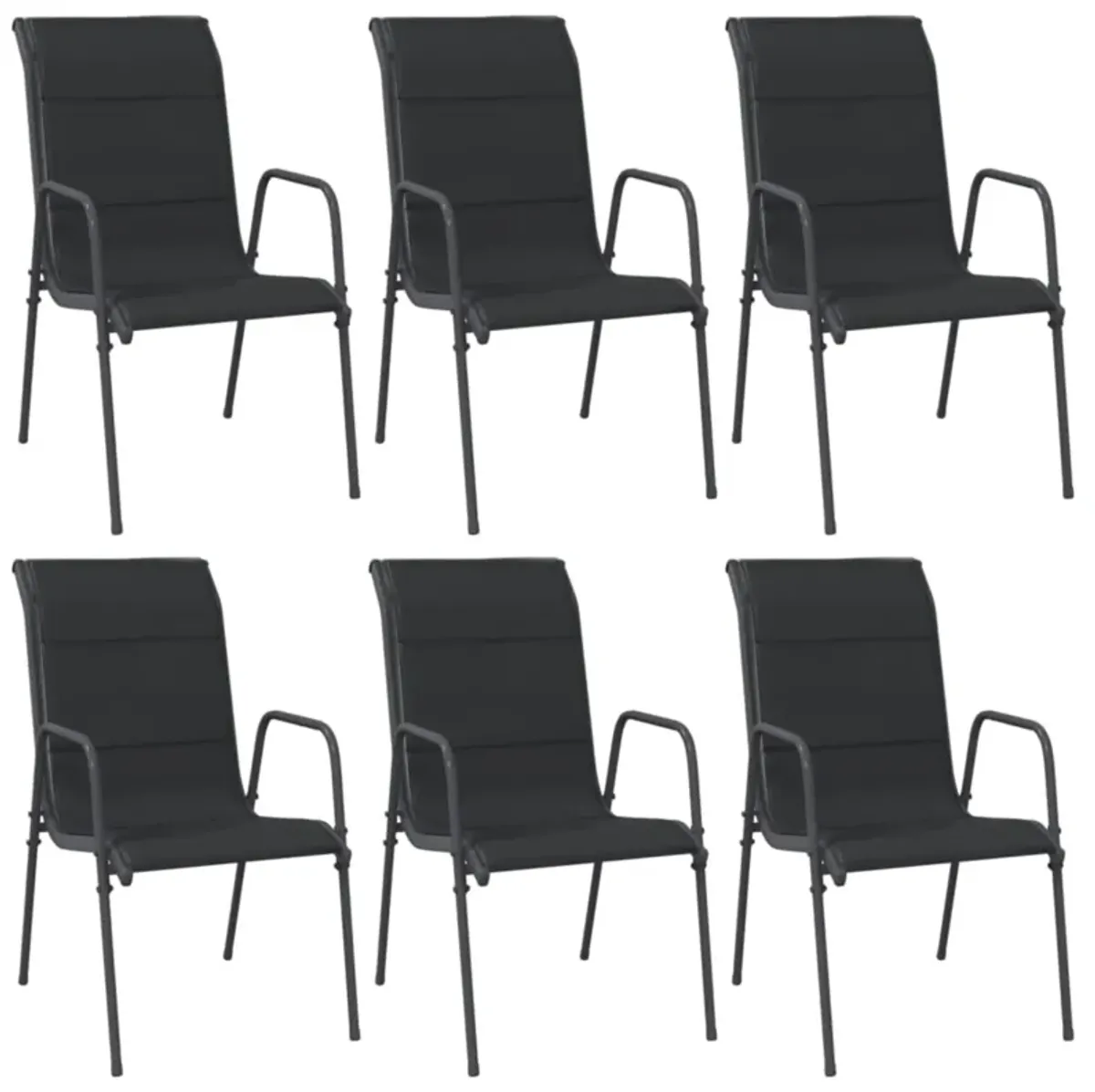 vidaXL Patio Chairs 6 pcs Steel and Textilene Black