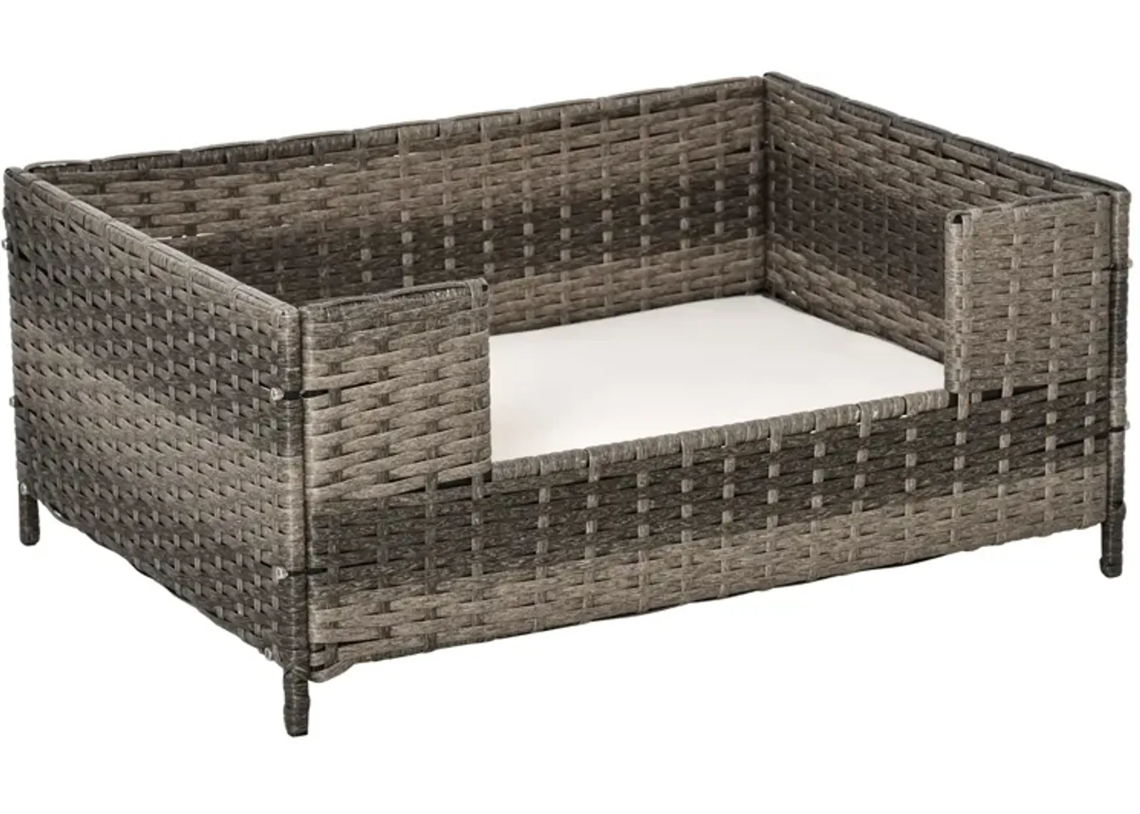 Grey Pet Retreat: Rattan Wicker Dog Bed with Washable Cushion