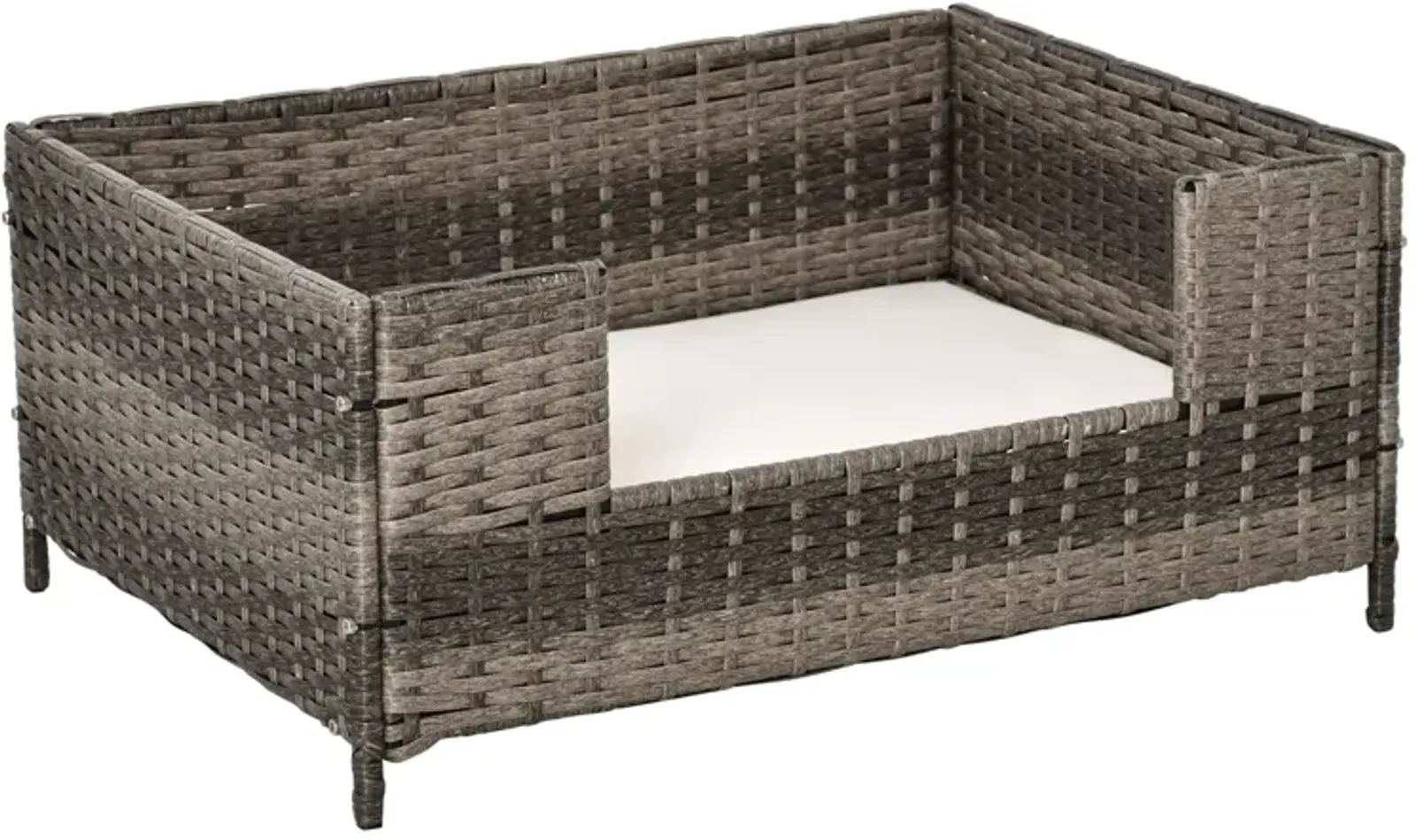 Grey Pet Retreat: Rattan Wicker Dog Bed with Washable Cushion