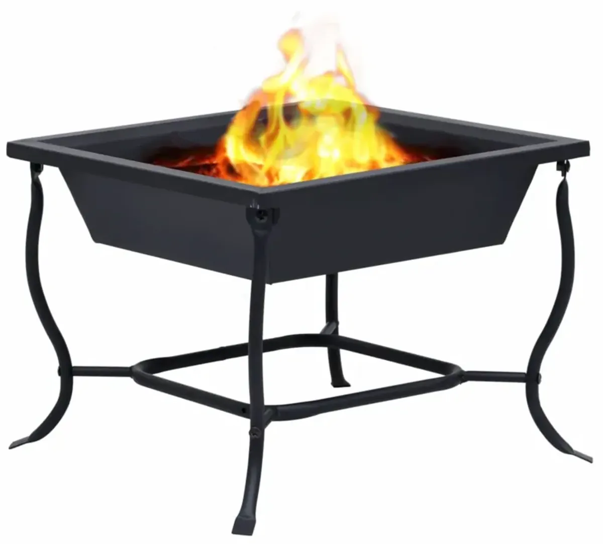 vidaXL Versatile Outdoor Fire Pit - Powder-Coated Steel Construction, Rust-Resistant, Lightweight, Easy Assembly, with Safety Guard & Wooden Poker - Perfect for Garden, Patio & BBQ - 16.5"x16.5"x1...