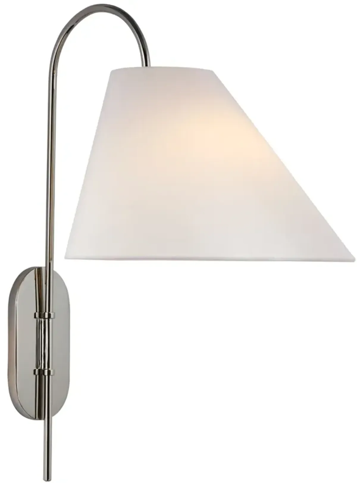 Kinsley Large Articulating Wall Light in Polished Nickel with Linen Shade