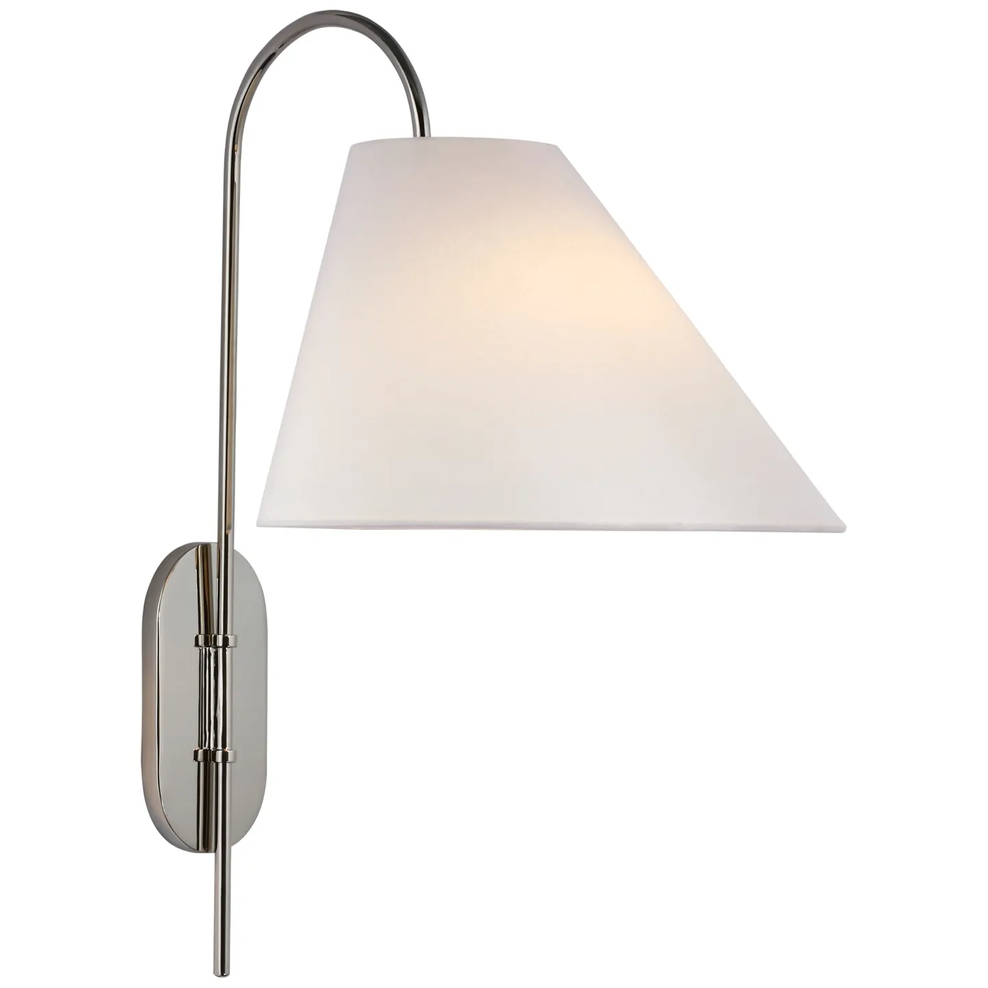 Kinsley Large Articulating Wall Light in Polished Nickel with Linen Shade