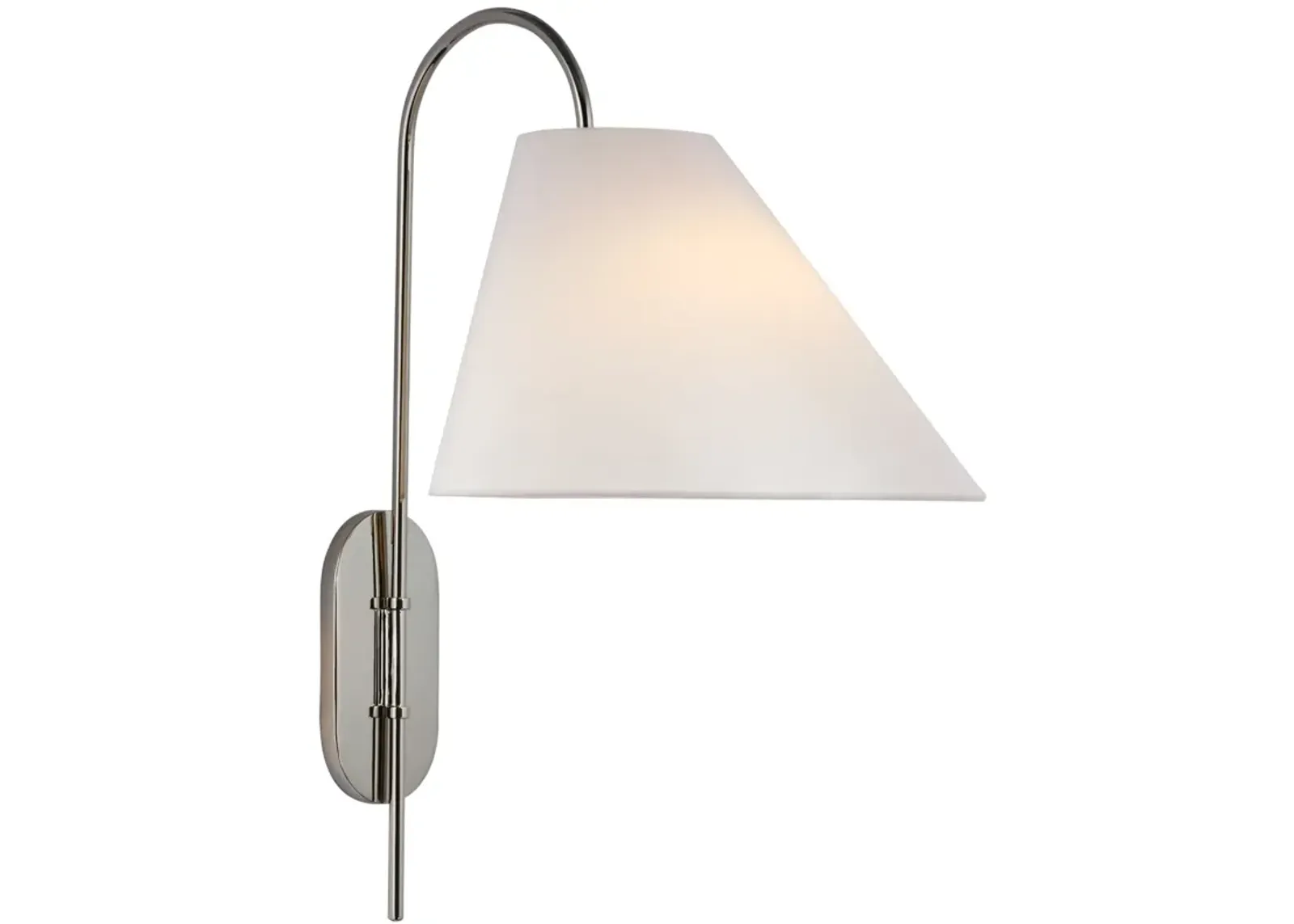 Kinsley Large Articulating Wall Light in Polished Nickel with Linen Shade