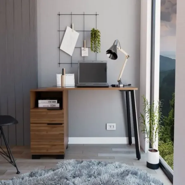 Writing Desk Madagascar, Two Legs, One Drawer, Mahogany Finish(D0102HgEYPV)