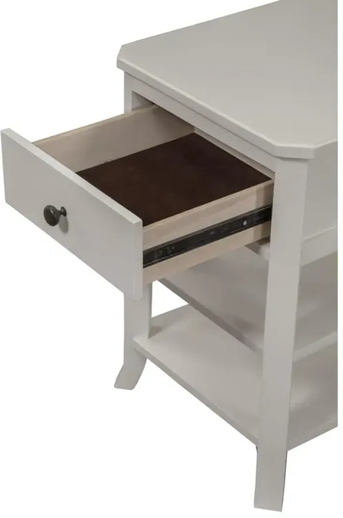 Baker 1 Drawer Nightstand w/2 Shelves, White