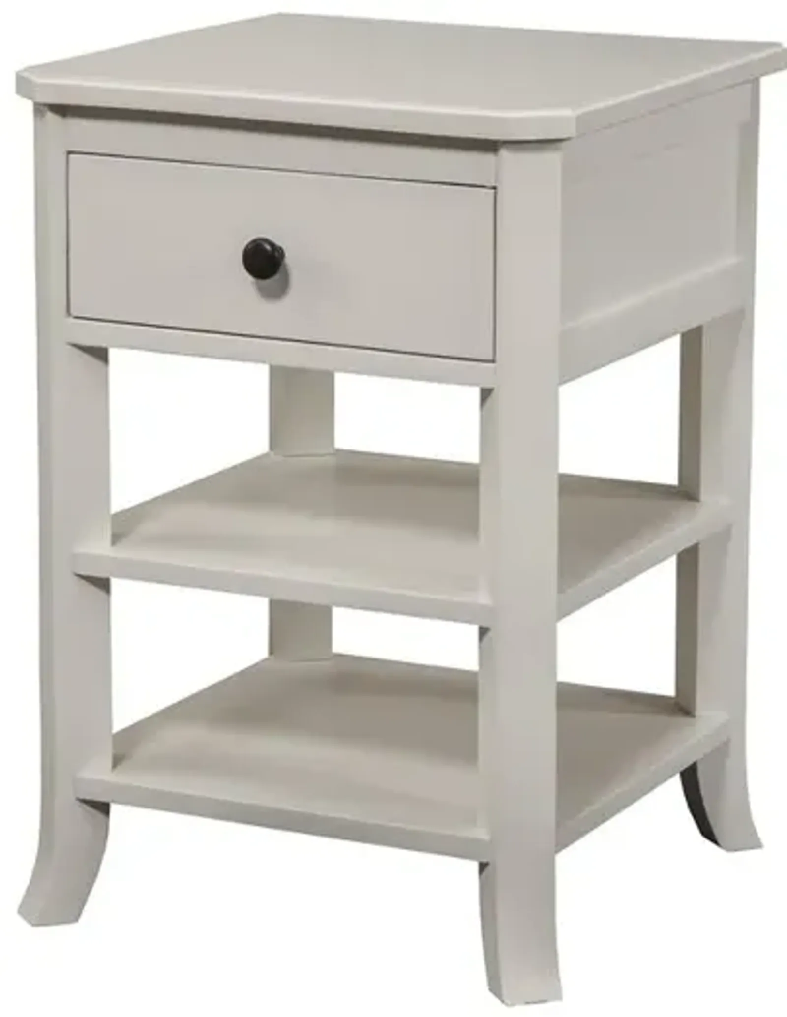 Baker 1 Drawer Nightstand w/2 Shelves, White