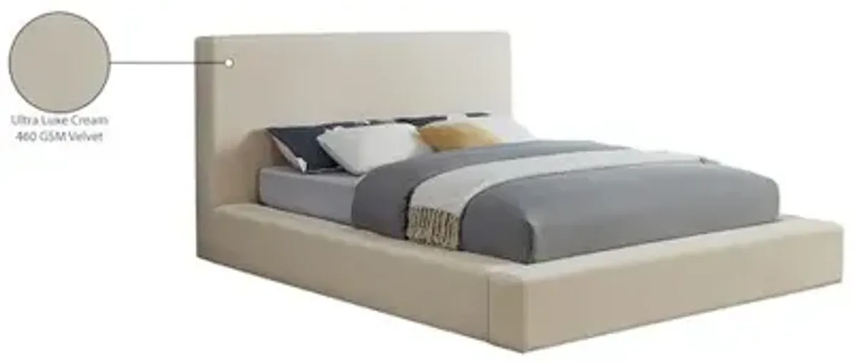 Meridian Furniture Dorian Cream Velvet King Bed