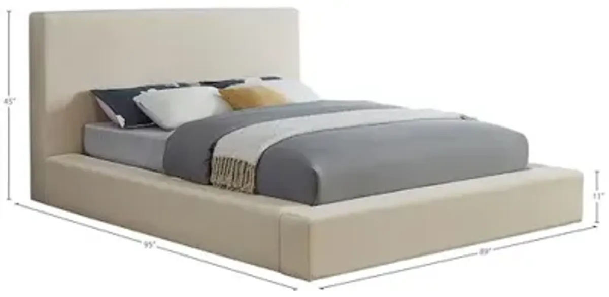 Meridian Furniture Dorian Cream Velvet King Bed