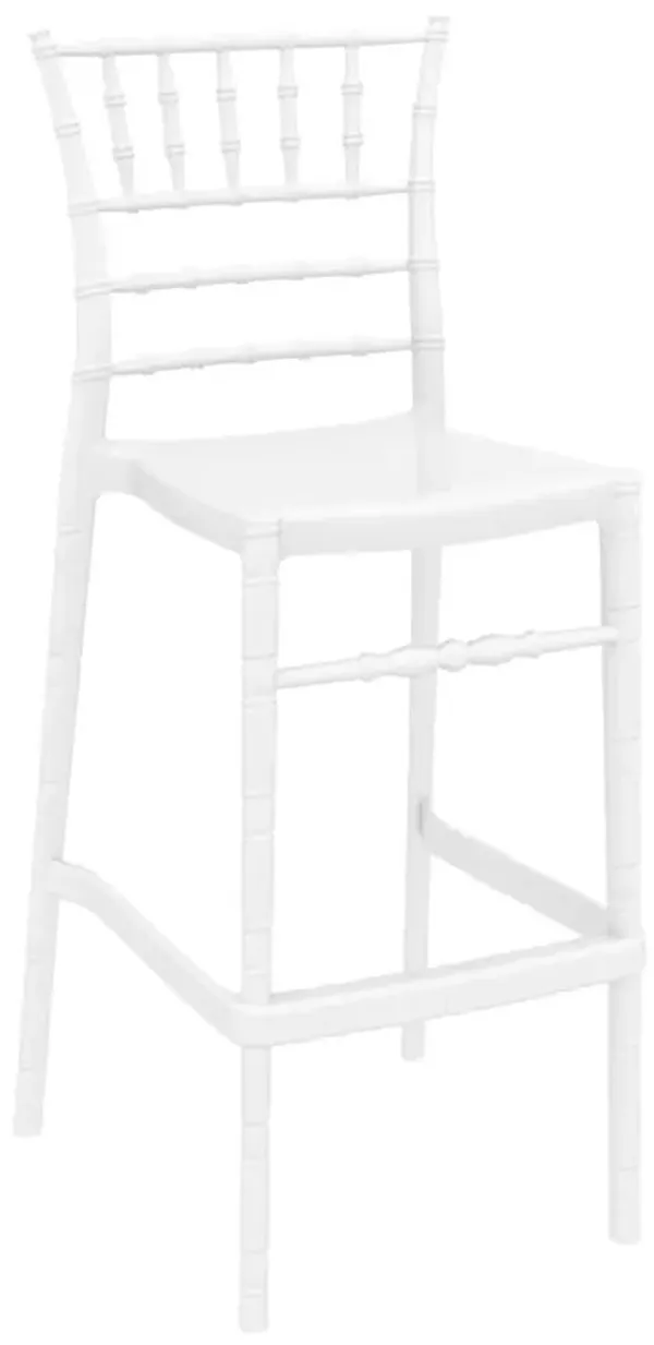 44.5" White Glossy Outdoor Patio Bar Stool