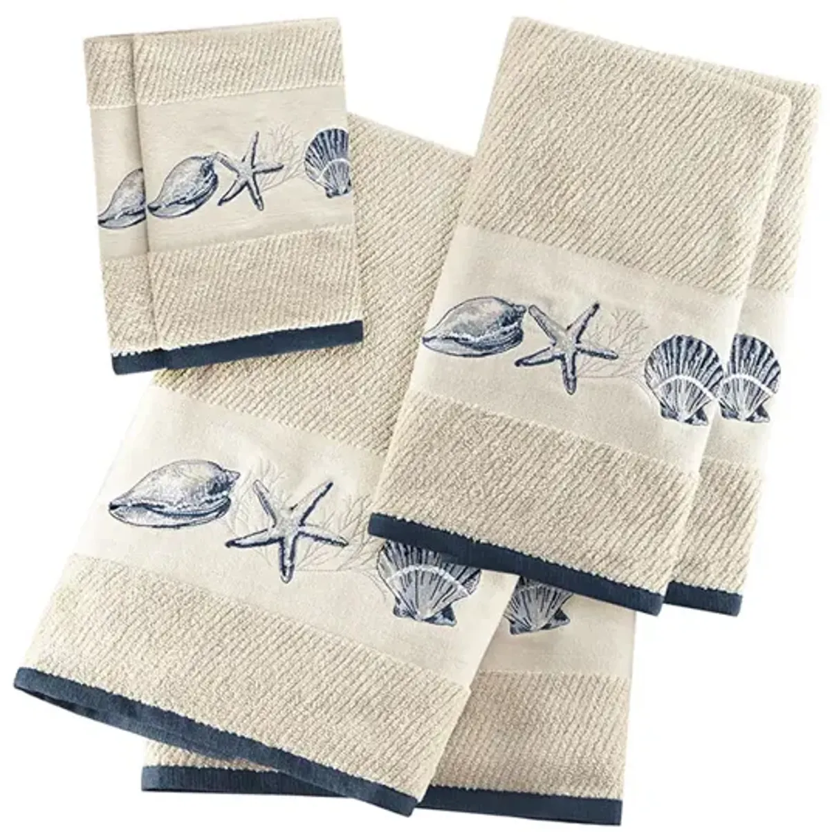 Gracie Mills Villanueva 6-Piece Coastal Breeze Embroidered Cotton Jacquard Towel Set