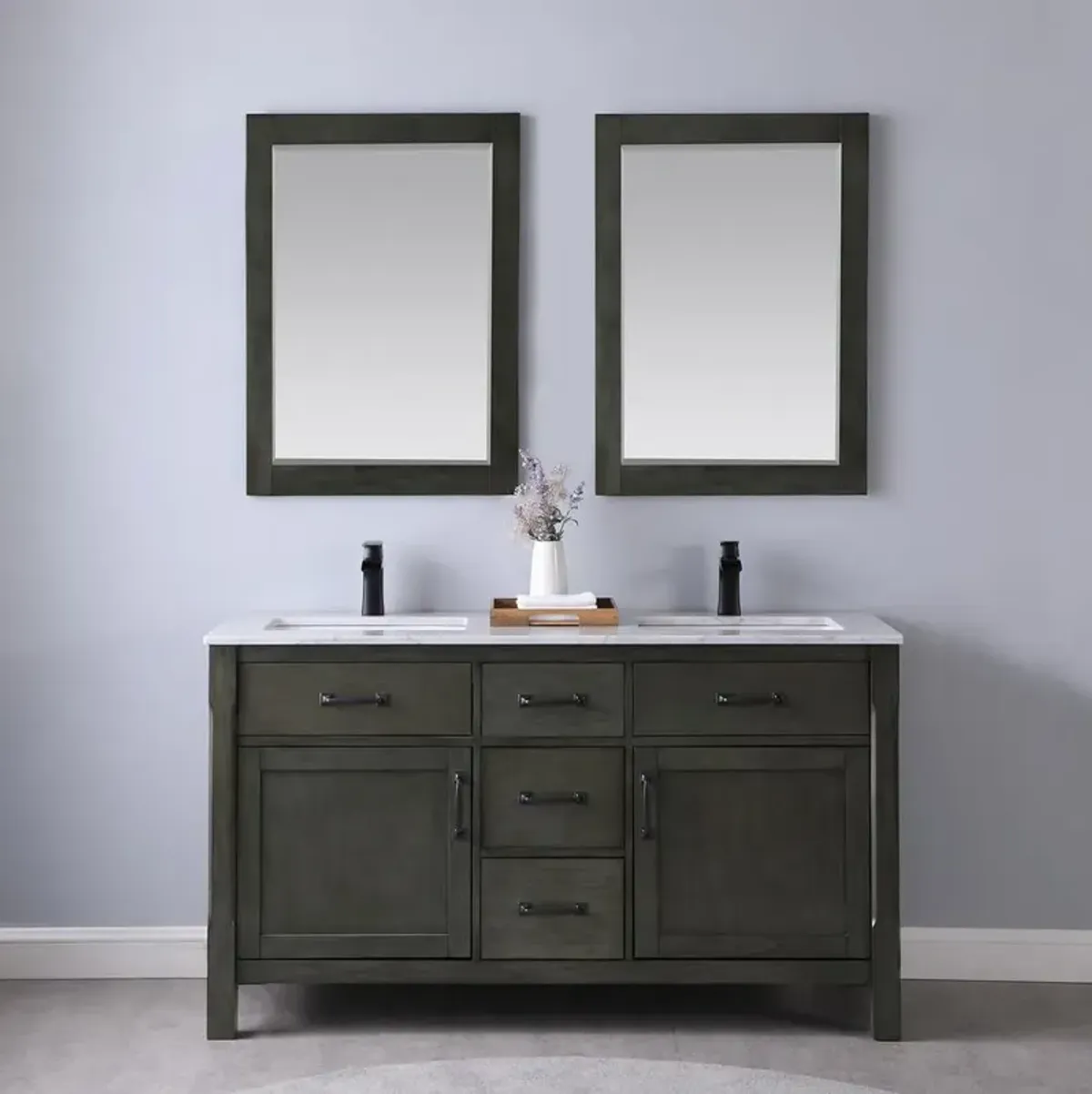 Altair 60 Double Bathroom Vanity Set in Rust Black without Mirror