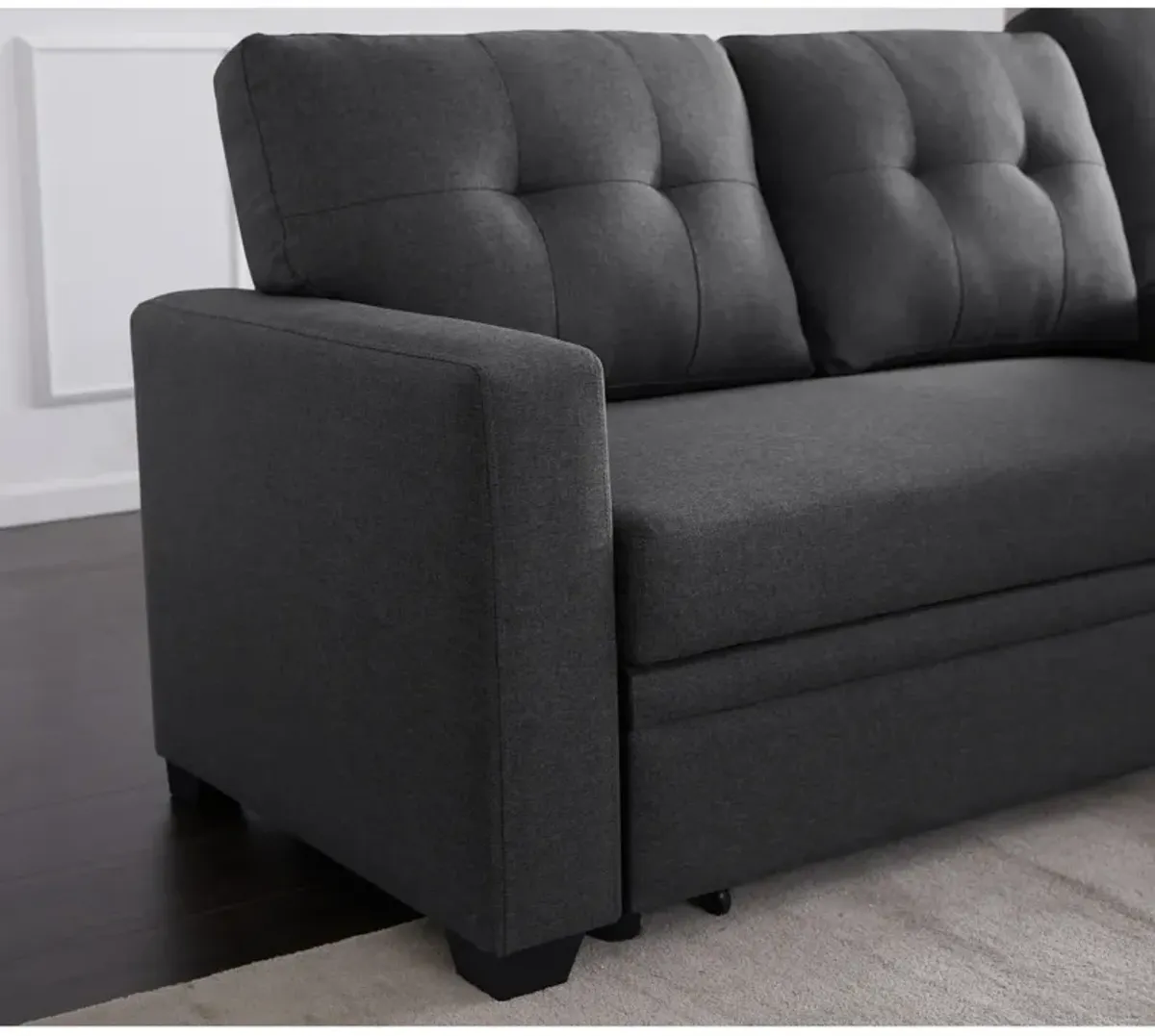 Upholstered Pull Out Sectional Sofa With Chaise