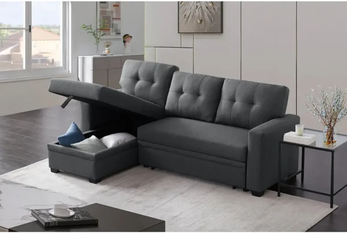 Upholstered Pull Out Sectional Sofa With Chaise