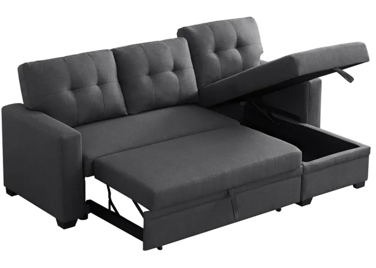 Upholstered Pull Out Sectional Sofa With Chaise