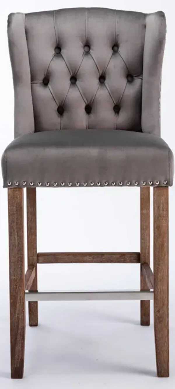 Streamdale Grey Upholstered Counter Height Bar Stools Set