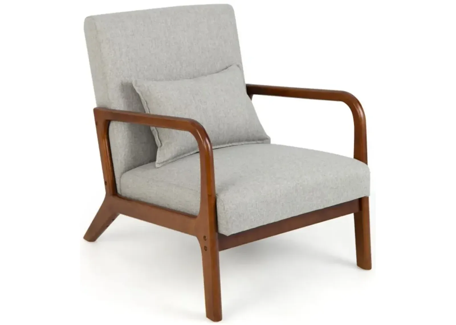 Hivvago Modern Accent Chair with Rubber Wood Frame and Lumbar Pillow