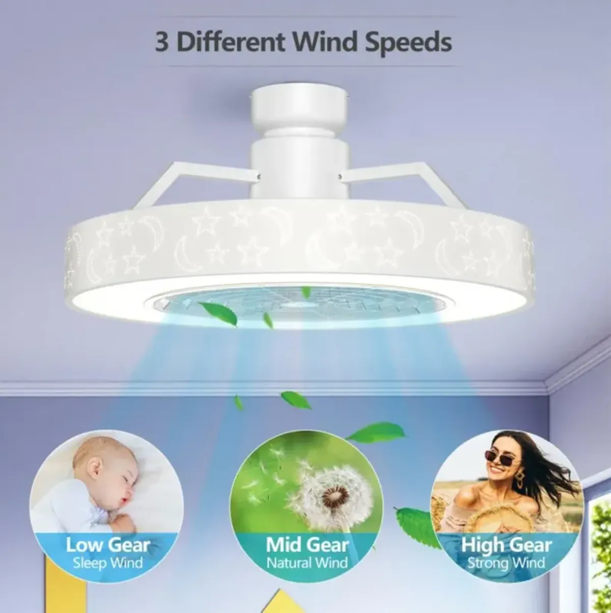 Hivvago 23 Inch Ceiling Fan with LED Light and Remote Control