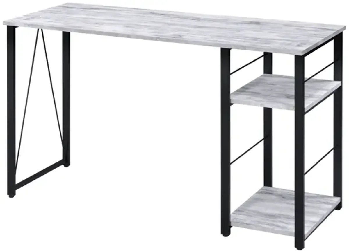 ACME Vadna Writing Desk, Antique White & Black Finish