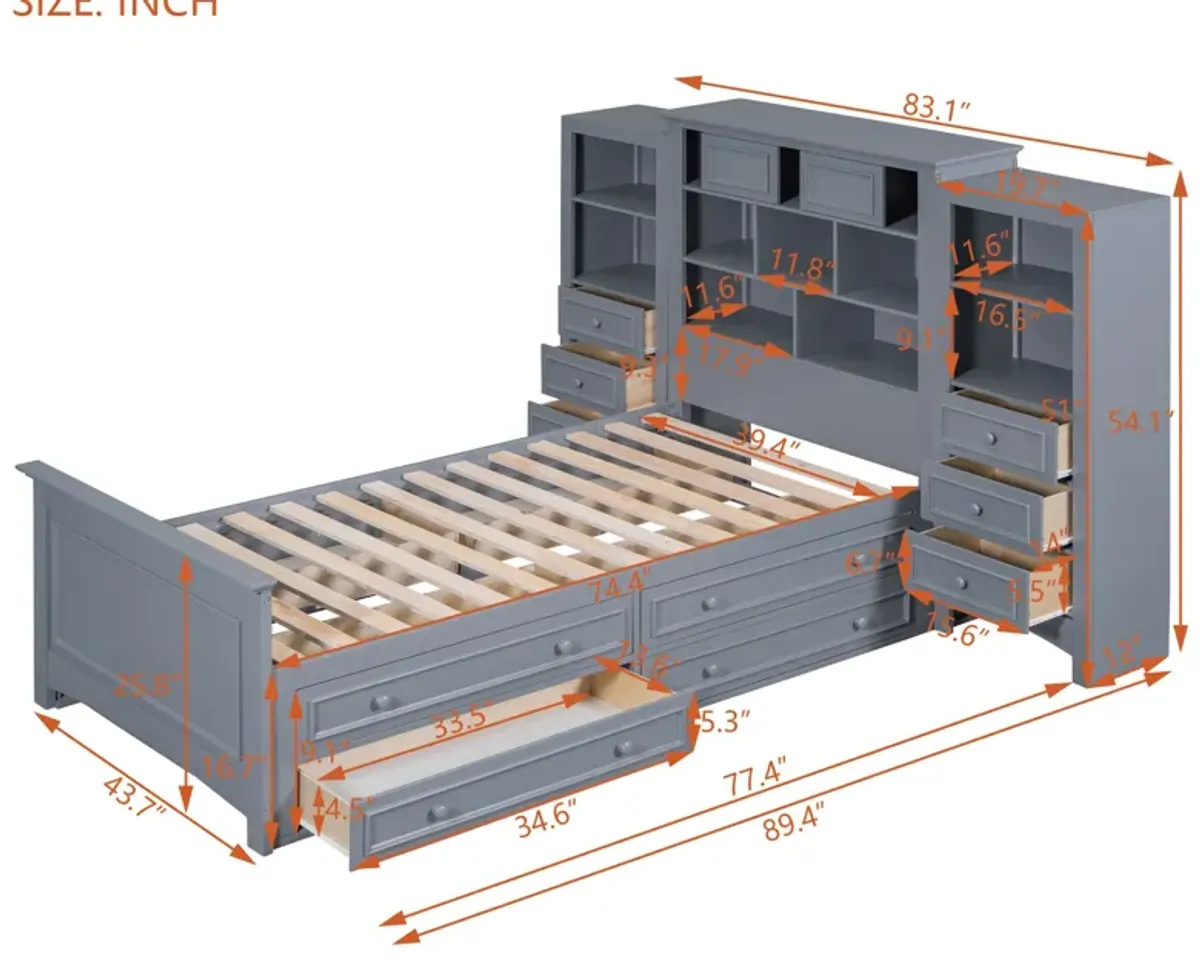 Merax Platform Bed with Storage Headboard