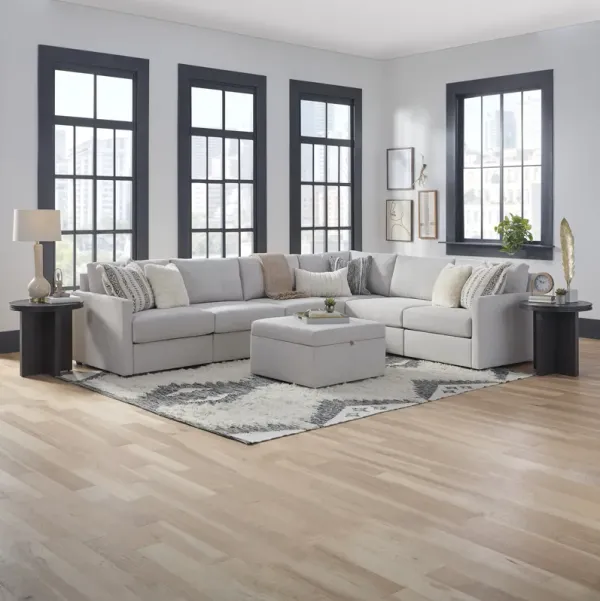 Flex Frost 6-Seat Sectional with Narrow Arm and Storage Ottoman