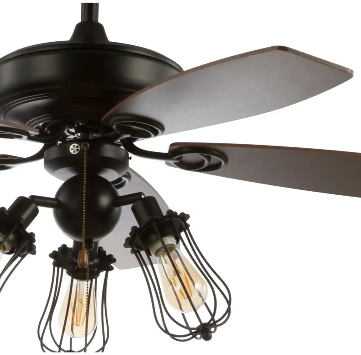 Lucas Caged 3-Light Metal/Wood LED Ceiling Fan