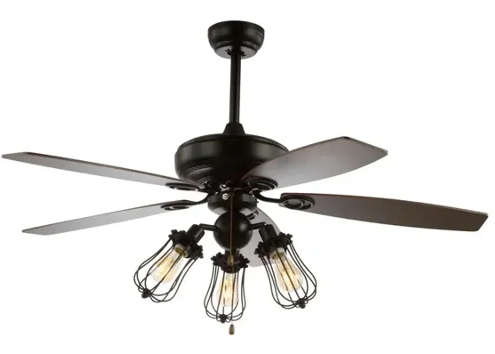 Lucas Caged 3-Light Metal/Wood LED Ceiling Fan