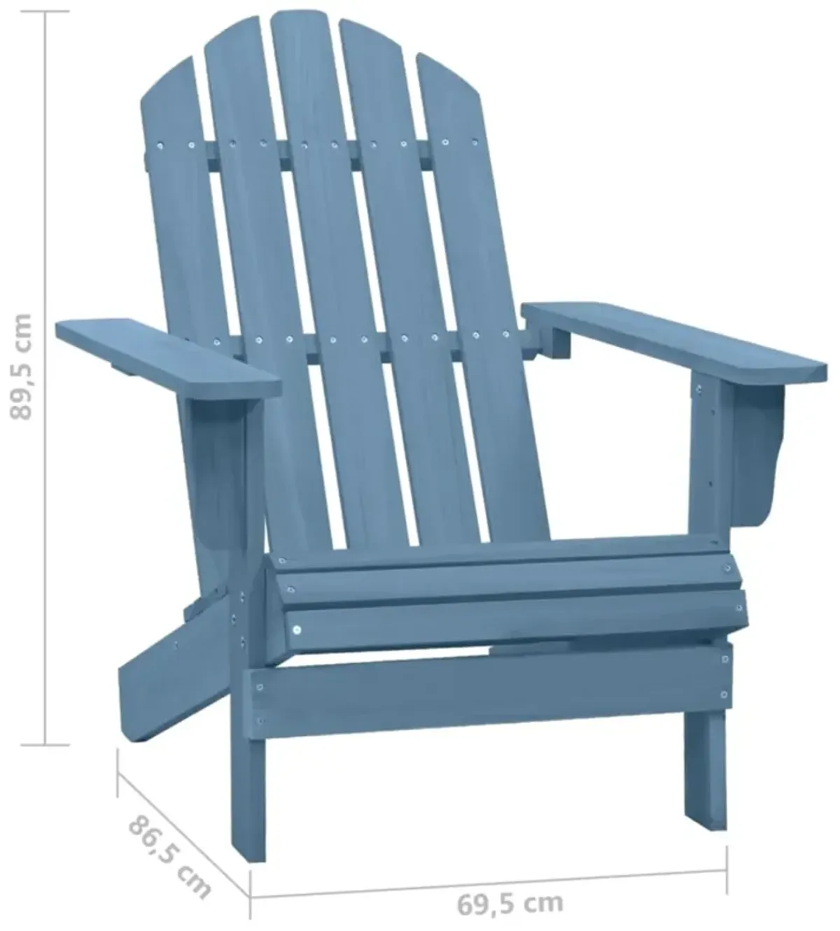 vidaXL Patio Adirondack Chair - Solid Fir Wood Construction, Ergonomically Designed, Sturdy Frame, Weather Resistant, Easy Assembly, Outdoor Seating - Vibrant Blue