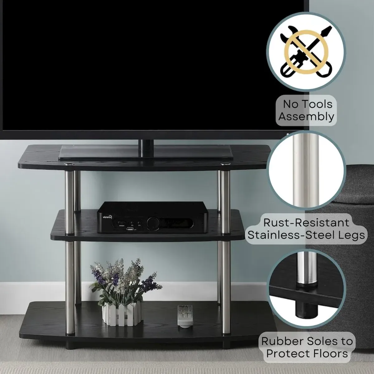 Convience Concept, Inc. Designs2Go No Tools 3 Tier TV Stand for TVs up to 37 Inches