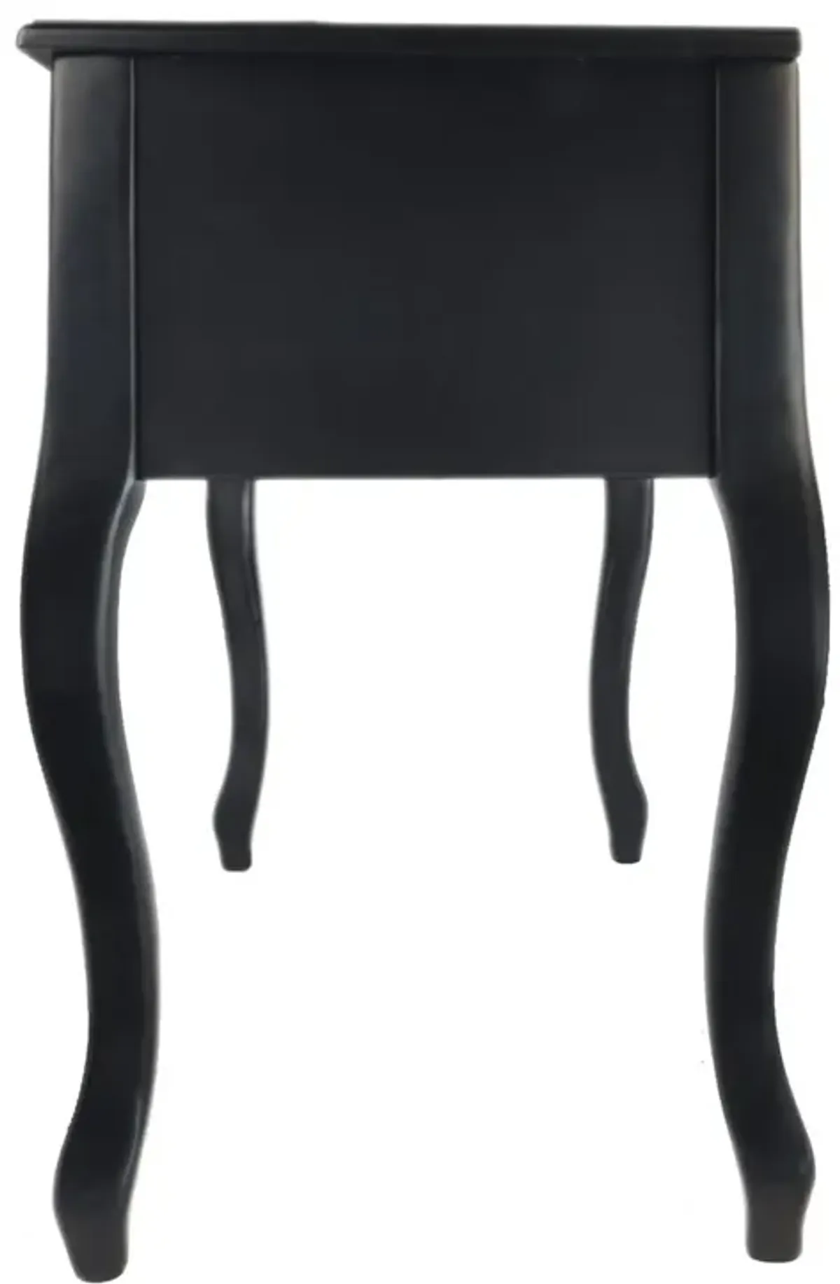 Cherub Vanity Set Featuring Stool And Mirror Black-Benzara