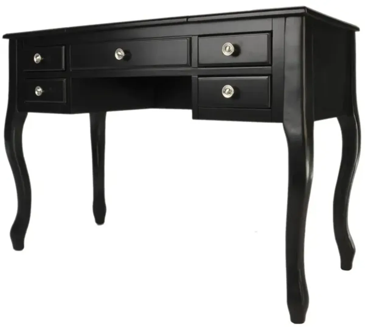 Cherub Vanity Set Featuring Stool And Mirror Black-Benzara