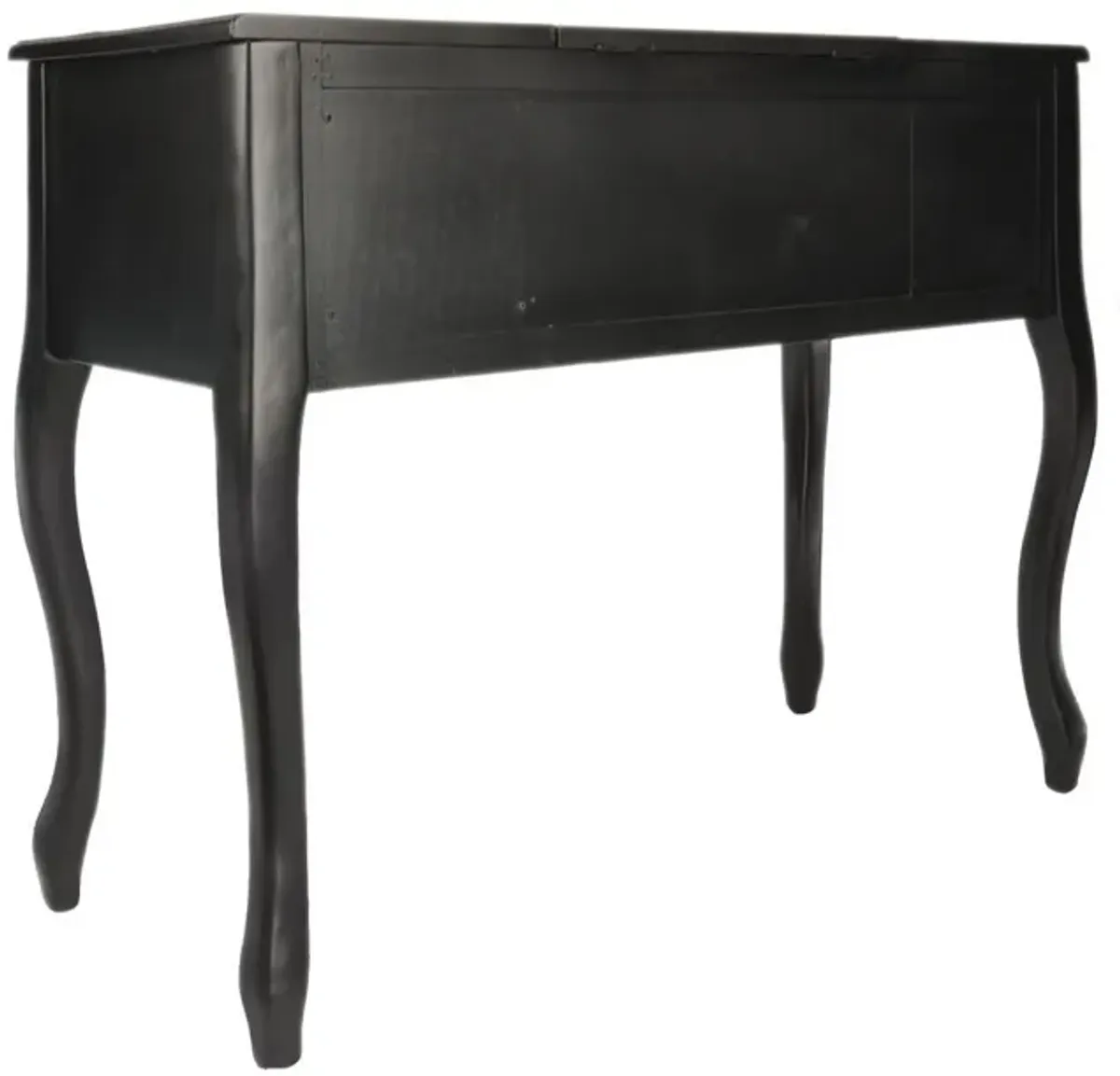 Cherub Vanity Set Featuring Stool And Mirror Black-Benzara