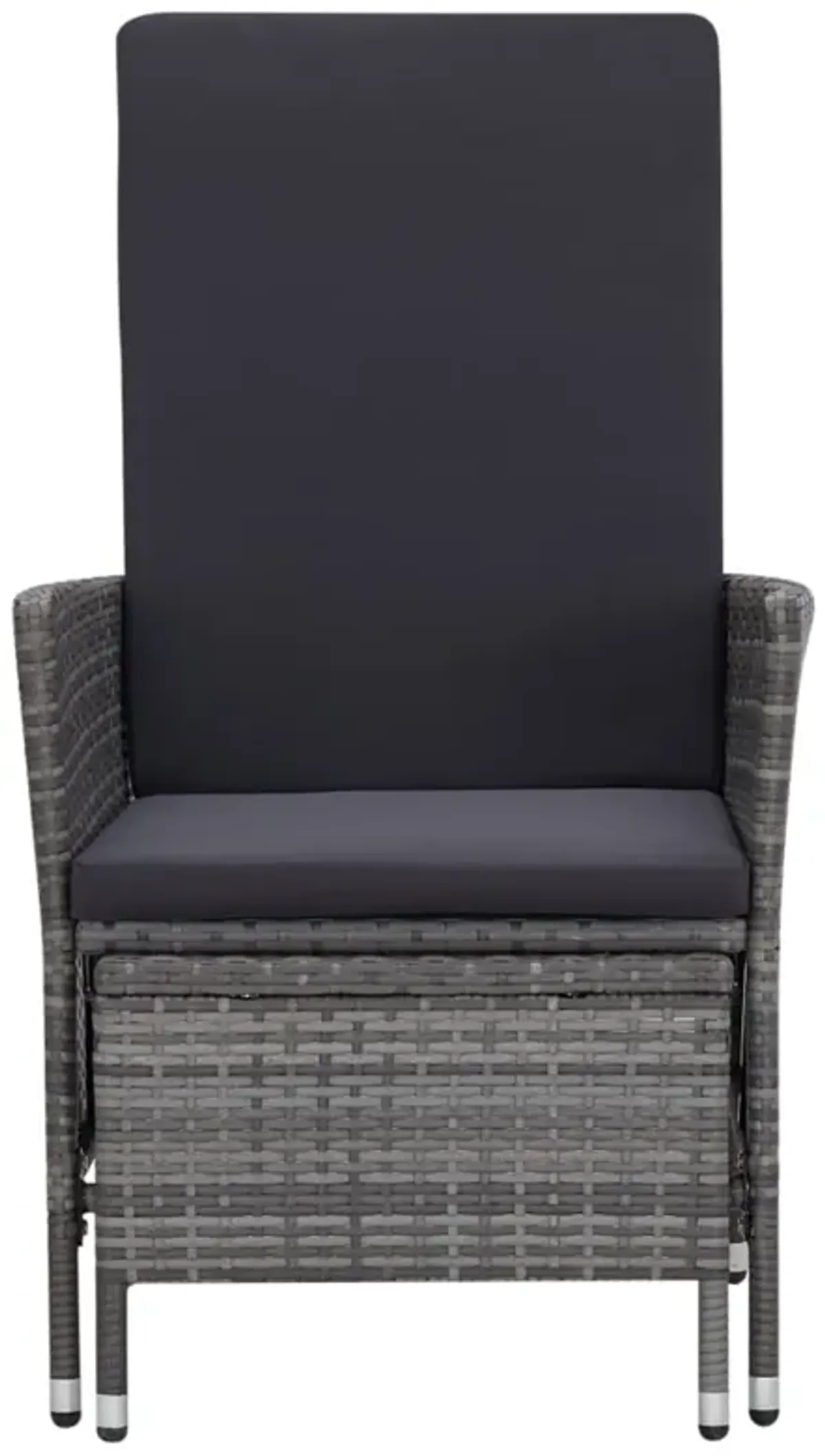 vidaXL Reclining Garden Chair with Cushions Poly Rattan Gray