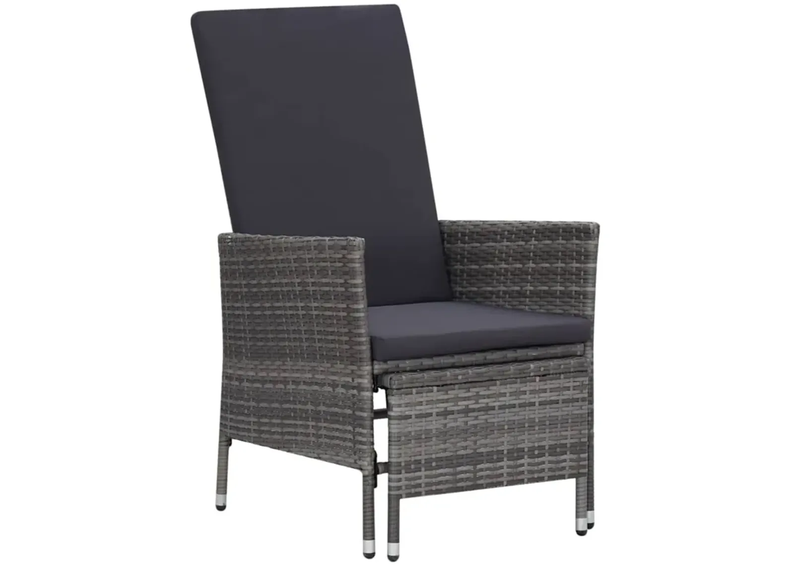 vidaXL Reclining Garden Chair with Cushions Poly Rattan Gray