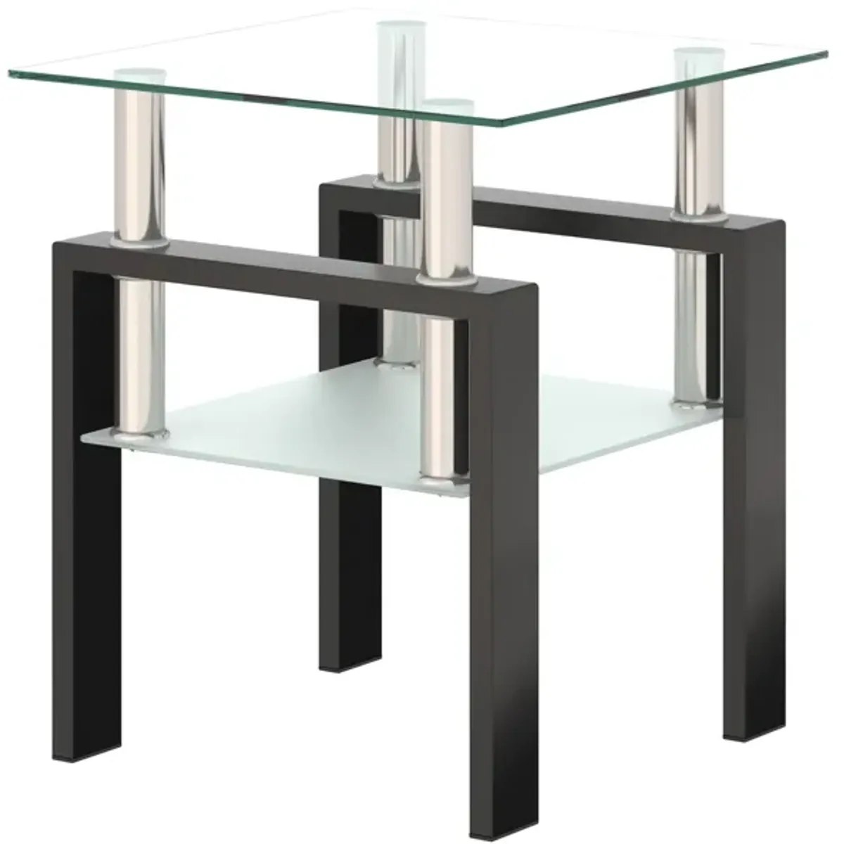 Hivvago Tempered Glass Bedside Corner  Table Contemporary End Table