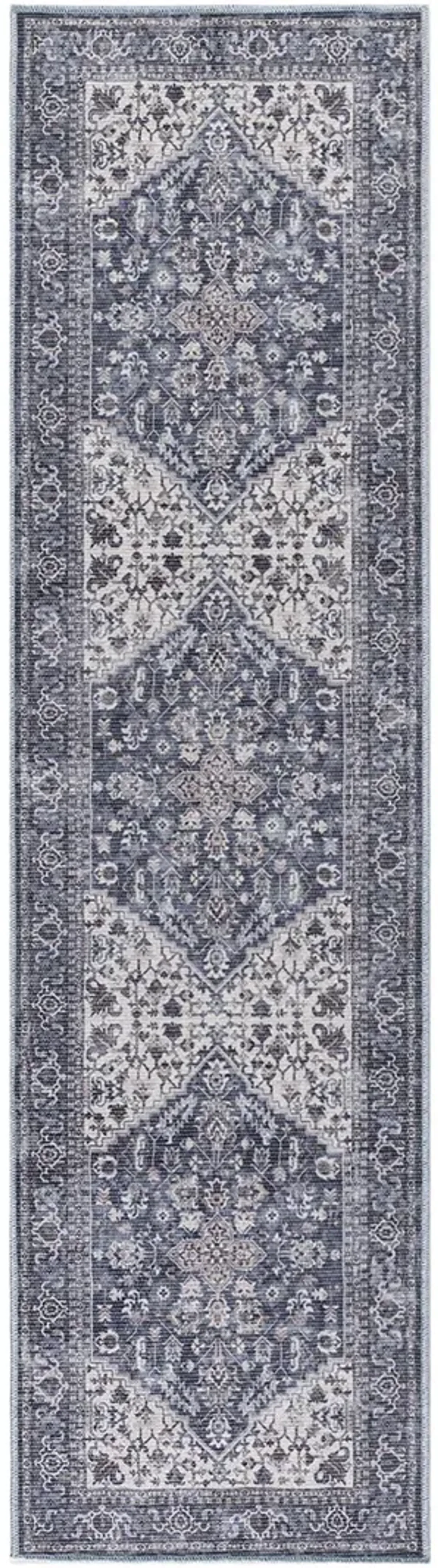 Machine Washable Series 1 SR104 Navy/Ivory 2'2" x 10' Rug