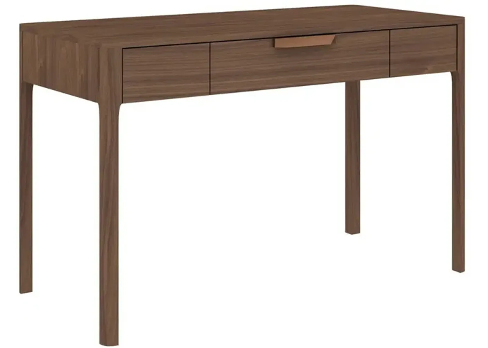 Gemni 47 Inch Office Desk, 1 Drawer, Rectangular, Walnut Brown Wood Finish - Benzara