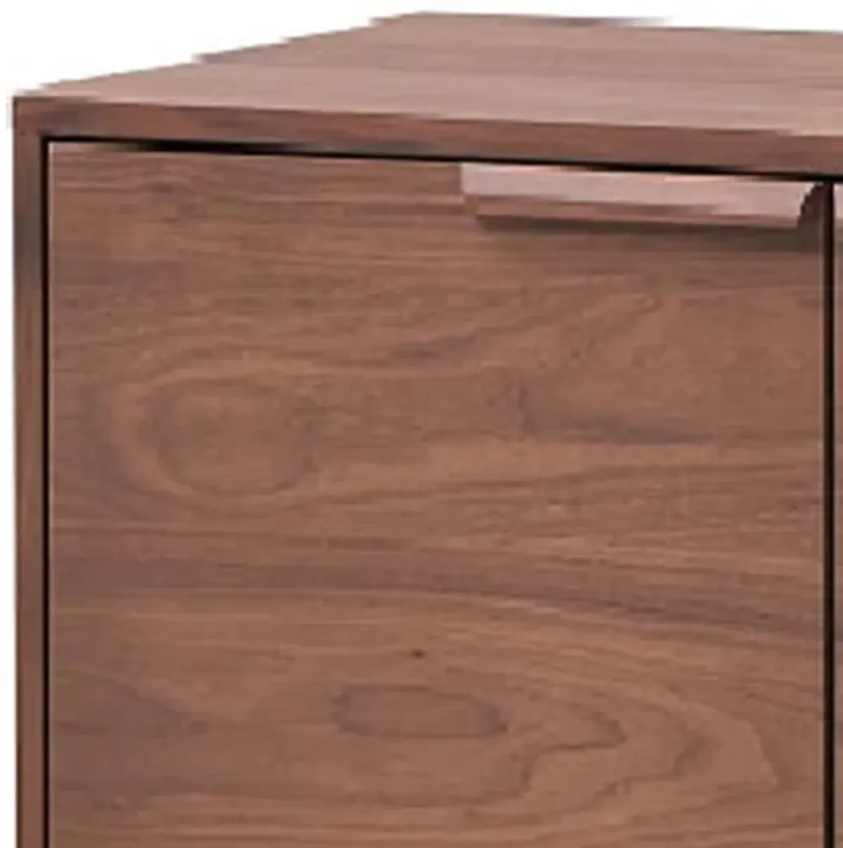 Evis 53 Inch Sideboard Server Console, 2 Cabinets, Stone Top, Walnut Brown - Benzara